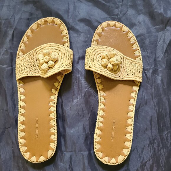 Carrie Forbes Raffia Slide Sandals Size 39 - Picture 1 of 2